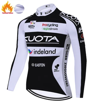 Nové KUOTA Zimní cyklistické oblečení dlouhý rukáv jersey lotto Tepelné Rouno cyklistický dres maillot ciclismo hombre invierno 자전거의류