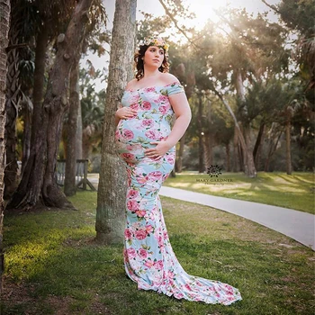 Nové Květinové Maxi Těhotenské Šaty Pro Focení Dlouhé Těhotenské Fotografie Rekvizity Těhotenství Šaty Sexy Šaty Pro Těhotné Ženy