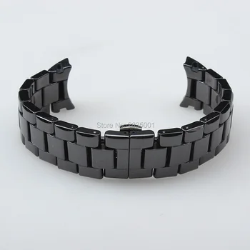 Nové luxusní Keramické Watchband Bílé Černé Zakřivené Konce Náramek s Push-tlačítko Skryté za AR1424 AR1440 Hodinky 18mm 22mm