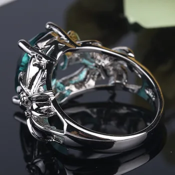 Nové Módní Květinové Šperky 3ct AAAAA zirkon zelený kámen svatební kapely prsteny pro ženy 925 sterling silver Ženy Kruh drop loď