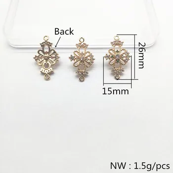 Nové příjezdu! 26x15mm Květ tvaru Kubické Zirkony Měď Konektory pro Náušnice díly,Doplňky,ručně vyráběné Šperky DIY