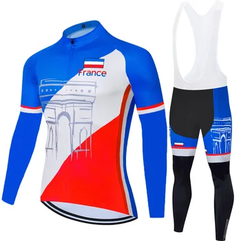 Nové turné letní jarní Francie cyklistické oblečení muži Cyklistické dresy MTB Sport dlouhý rukáv Cyklistický Dres Ropa Ciclismo 20D gel pad