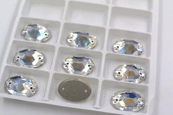 Nové vysoce kvalitní flatback sklo crystal double díra šít na kamínky Oválný tvar Crystal moonlight drahokamu diy příslušenství