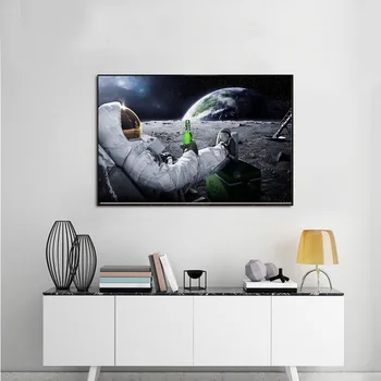 Nástěnné Art HD Obraz Tištěné Plátno Piv Vesmíru Zemi, Astronauti Měsíc Cuadros Plakátové Obrazy na Stěnu pro Domácí Výzdobu