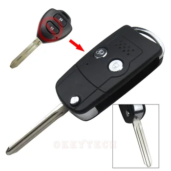 OkeyTech Vysoce Kvalitní 2 Tlačítka Upravené Skládací klíč prázdné Flip Vzdálené Vozu zahrnuje Klíčové Pouzdro Pro Toyota Corolla, Yaris Hilux Zářící