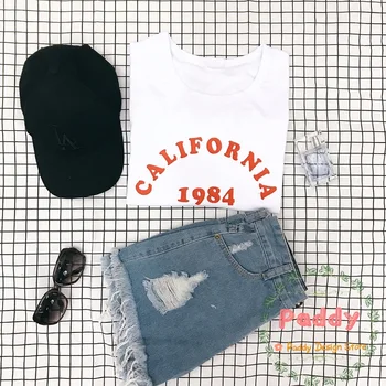 OKOUFEN módní streetwear unisex HIP HOP tričko California 1984 ležérní tumblr t-košile bavlna tisk tričko topy trička ležérní cool