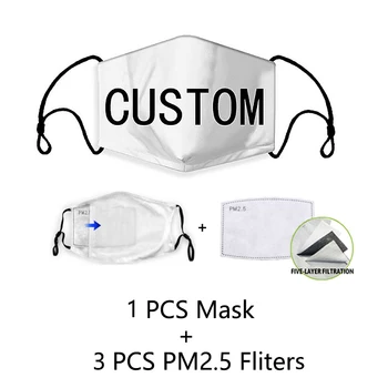 Opakovaně použitelné Vlastní Maska na Obličej s 3ks PM2.5 Filtr Proti Prachu v Pračce Prodyšná Ústa Masky Značky Dopis Tisku dítě/Dospělý Maska
