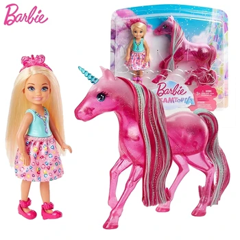 Originální Panenka Barbie Dreamtopia Unicorn Chelsea Panenky pro malé Holčičky, Poníka, Dům, Hračky, Doplňky, Děti, Hračky pro Děti Juguetes