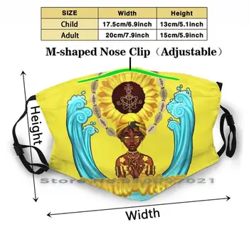 Oshun Vibrace Tisku Opakovaně Použitelné Masky Pm2.5 Filtr Módní Ústa Tváře Masky Pro Dítě, Dospělého Oshun Africké Orisha Orisa Sunflowergang