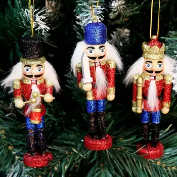 OurWarm 6ks Vánoce Nový Rok Dárek Louskáček Mini Dřevěné Vojáci Kapela Doll Vánoční Strom Visí Přívěsek 2019 Desktop Dekorace