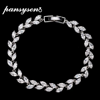 PANSYSEN 19CM Luxusní AAA zirkony Stříbro 925 Šperky, Náramky pro Ženy Stříbro Náramek Svatební Zásnubní jemné šperky