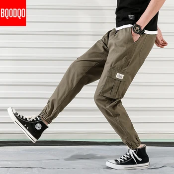 Podzimní Ležérní Cargo Kalhoty Muži Hip Hop Bavlny Jogger Fitness Kalhoty Mužské Japonsko Styl Streetwear Harajuku Harému Kotník-Délka Kalhoty