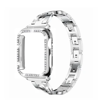 Pro Apple Hodinky Kapela dámy Popruh+Pouzdro 38 mm / 42 mm / 40 mm / 44mm diamond iwatch series z nerezové oceli popruh, 5 4 3 2 1 náramek