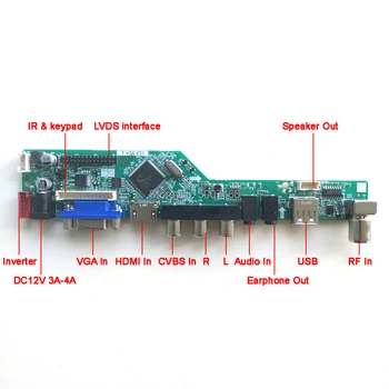 Pro M150XN07 V1 V2 V3 2CCFL LVDS 20Pin VGA, AV, USB RF T. V56 řídit karta deska Invertor+Dálkový ovladač+klávesnice LCD displej panel Kit