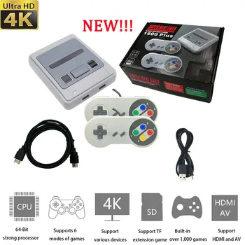 Pro Super Nintendo pro Sega Herní Konzole 4K HDMI 1600 Retro Hry Mini Wired Gamepad Řadič All-in-one Emulator Dárek