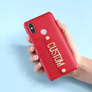 Pro Xiaomi Mi Redmi Note 5 6 7 8 A2 A3 lite Pro Plus Vlastní Kožené Pouzdro Drží Popruh, Zlaté Kovové Telefon Případě Coque Funda