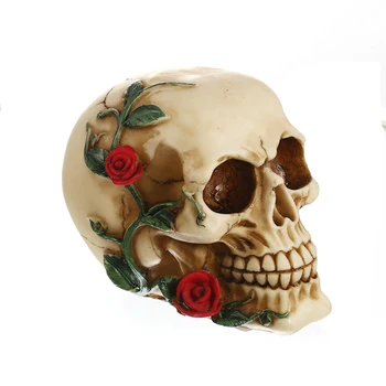 Pryskyřice Kostra Hlavy Rose Skull Osobnost Tvůrčí Kostra Figurky, Sochy Office Řemeslo Sochy Pro Výzdobu
