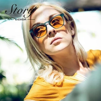 PŘÍBĚH Retro Módní Jasné Náměstí sluneční Brýle Muži Ženy Značky Design Vintage Transparentní Rám Sluneční Brýle Žluté Odstíny S3006F