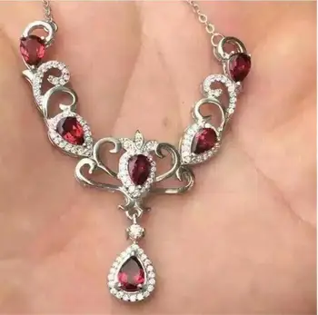 Přírodní granát náhrdelník přívěsek doprava Zdarma Skutečném původu červený granát 925 sterling silver Jemné šperky 5*7mm 6ks