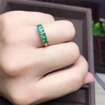 Přírodní smaragd prsten pevné 925 sterling silver smaragd prsten, kolo, přírodní smaragd kameny, prsten, jednoduchý design prsten
