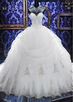 Robe de mariage 2020 Luxusní Crystal lištování Miláček plesové Šaty Svatební Šaty Bílé Ivory svatební Svatební Šaty vestidos de noiva