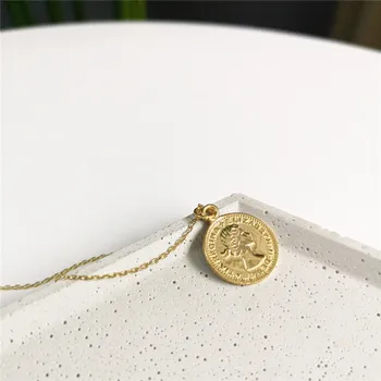 RUIYI korejský Styl 925 Sterling Silver Gold šest Pencí Mince Přívěsek Náhrdelník Pro Ženy Módní Jemné Šperky Dárky Výklenku Náhrdelník