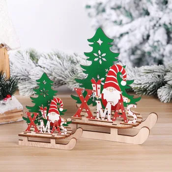 S/L Vánoční pro rodný strom Dekorace Santa Claus Lyžařské Přívěsek Dřevěné Vánoce a Nový Rok 2021 Ozdoby na Vánoční stromky Vánoční Dárek