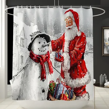 Santa Vánoční Tisk Koupelna Sprchový Závěs svátek Vánoční Ozdoby Šťastný Nový Rok Koupelnové Doplňky Nastaví рождество 20