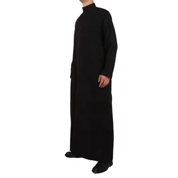 Saúdské Arabské Dubaji Dlouho Jubba Thobe pro Muže, Muslimské Islámské Tradiční Oblečení, Dlouhé šaty, Volné Letní Kaftan s Dlouhým Rukávem, Bavlna