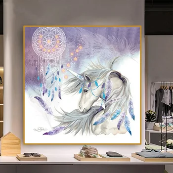 Severské moderní obrazy na zeď látky, roztomilý Pegasus unicorn plátno tisků a plakátů Domácí obývací pokoj dekorace malování