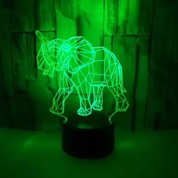 Slon Barevné 3d Malé Noční Lampa Barevné Dotykové Dálkové 3d Svítidla Vánoční dárek pro dětský pokoj světla