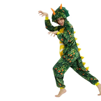 Smaragdově Zelený Triceratops Dinosaurus Dospělé Kigurumi Dámské Pánské Cosplay Kostým Onesies Pyžama Halloween Karnevalové Oblečení