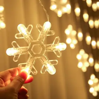 Sněhová vločka LED Vánoční Závěs Světla Vánoční Výzdoba pro Domácí Visí Věnec Vánoční Strom Dekor Ozdoby 2020 Vánoce a Nový Rok