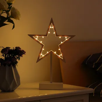 Star Tvar LED Noční Lampa Teplá Bílá Tabulka Kreativní Hvězda, Noc, Světlo, Stojan Home Dekor Děti Dárek