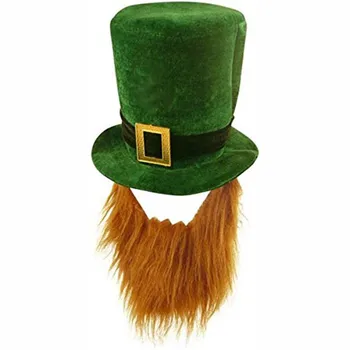 Strana Irská St Patricks Den Klobouku Maškarní Šašek Klobouk BeardCostume Cosplay Festival Vánoční