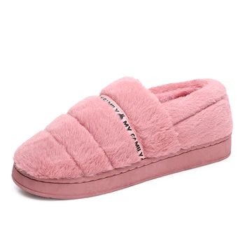 STS ležérní boty ženy zimní boty plyšové teplé kožešiny silná bavlna-polstrovaný pantofle velké ploché boty Vnitřní loafe lady boty