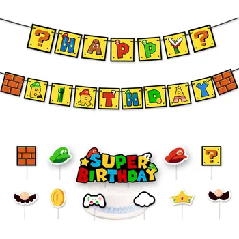 Super Mario Narozeniny, Party Dekorace Balóny, Dort Dekorace Dodávky Ubrus Pozvánka Cukroví Děti Dárky Dodávky