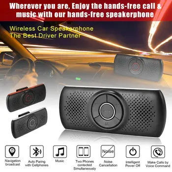 T826 Bluetooth Handsfree Speakerphone12V/24V Auto Hlasitý odposlech TF Hudební Přehrávač MP3 Připojení Telefonů, Reproduktor Sluneční Clony Klip