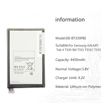 Tablet Baterie Pro Samsung T330 GALAXY Tab 4 SM T331 T331C T335 4450mAh EB-BT330FBE