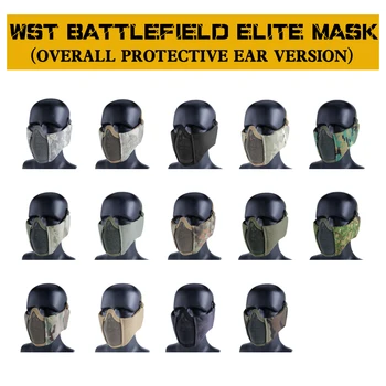 Taktické Polovinu Obličeje Masky Airsoft Paintball CS Hra nízkouhlíkové Oceli Pletivo Vojenské Pohodlné s Ochranu sluchu, Masku