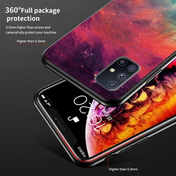 Telefon Pouzdro pro Samsung Galaxy M51 Pouzdro Hvězdnou Oblohu Tvrzené Sklo Měkké TPU Silikonové Nárazuvzdorný Pouzdro pro Samsung M51 m51