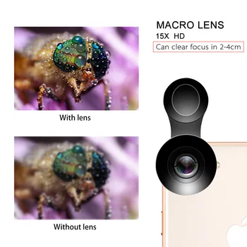 TOKOHANSUN Profesionální HD Objektiv Fotoaparátu Kit 0.45 X Široký Úhel a Makro 15X Objektiv Mobilní Telefon Objektiv pro iPhone 6s 7 plus Samsung