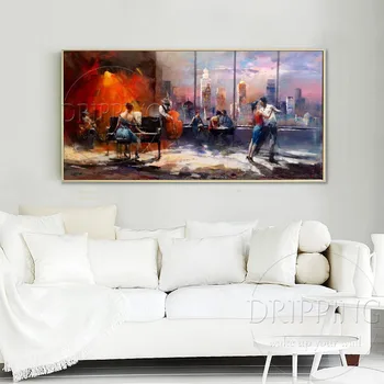 Top Umělci Ručně malované Zvláštní Krajina Tance v New Yorku olejomalba na Plátně Krásné Taneční Skyline olejomalba