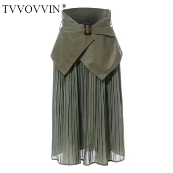 TVVOVVIN móda Módní Ženy Skládaný Sukně Plná Barva Divoké Ležérní Dámské Letní Sukně Nová Evropa 2020 Sukně Ženské C284