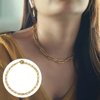 Unikátní Zlaté Barvy z Nerezové Oceli Kabel Řetězce Náhrdelníky pro Muže, Ženy, Elegantní Zkroucené Rolo Box Řetěz Náhrdelník Přepnout Sponu TNS025