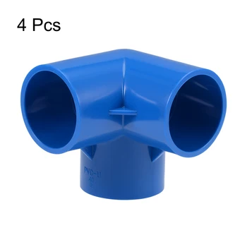 Uxcell 3-Way Loket PVC Šroubení, 40mm Zásuvky, Tee Rohu Tvarovky Modrá 4ks