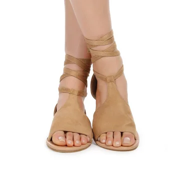 V létě 2019 ženy ploché s gladiator sandály módní cross-vázané ležérní boty žen velké velikosti 35-42 dámy velký sandály