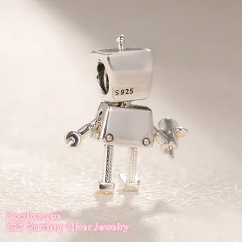 Valentýna 925 Sterling Silver RoBot Kouzlo korálků Fit Originální Značky Kouzlo Náramek DIY šperky