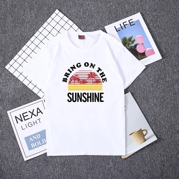 Vidlák Ženy, Pláž T-shirt Přinést na Slunci Dopis Tištěné Krátký Rukáv T Košile Letní Dovolenou Topy Trička Hot Prodej