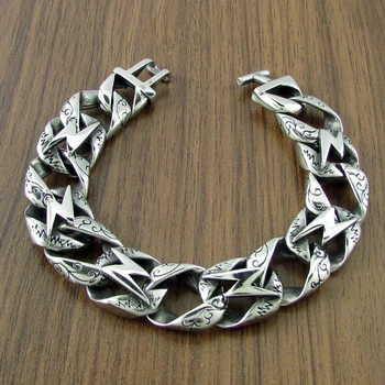 Vintage 316 Z Nerezové Oceli Stříbrné Barvy Blesk Symbol Náramek Šperky
